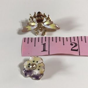 Honeybee and Pansy Brooches